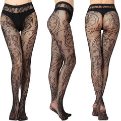 Women's High Waist Fishnet Stockings: Plus-Size Silk Pantyhose