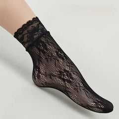 Women's Sexy Black Lace Fishnet Ankle Socks: Soft & Convenient