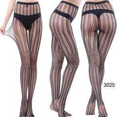 Women's High Waist Fishnet Stockings: Plus-Size Silk Pantyhose