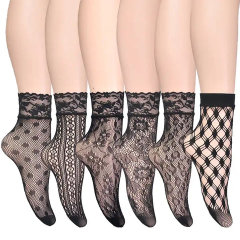 Women's Sexy Black Lace Fishnet Ankle Socks: Soft & Convenient