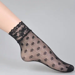 Women's Sexy Black Lace Fishnet Ankle Socks: Soft & Convenient