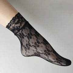 Women's Sexy Black Lace Fishnet Ankle Socks: Soft & Convenient