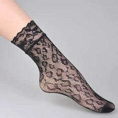 Women's Sexy Black Lace Fishnet Ankle Socks: Soft & Convenient