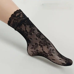 Women's Sexy Black Lace Fishnet Ankle Socks: Soft & Convenient