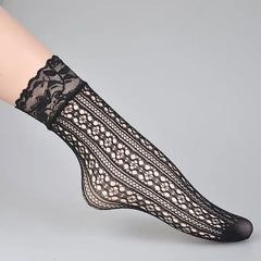 Women's Sexy Black Lace Fishnet Ankle Socks: Soft & Convenient