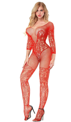 Fishnet Backless Full-Body Stocking: Lace Bodysuit