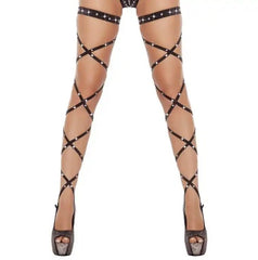 Sexy Women's Lingerie: Bandage Thigh-High Fishnet Stockings / Strappy Rhinestone Tights