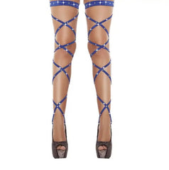 Sexy Women's Lingerie: Bandage Thigh-High Fishnet Stockings / Strappy Rhinestone Tights