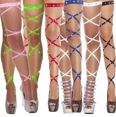 Sexy Women's Lingerie: Bandage Thigh-High Fishnet Stockings / Strappy Rhinestone Tights