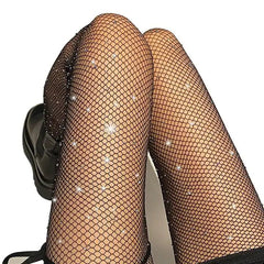 Glitter Rhinestone Fishnet Pantyhose Stockings