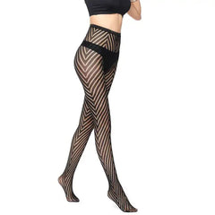 Black Herringbone Lace Fishnet Leggings