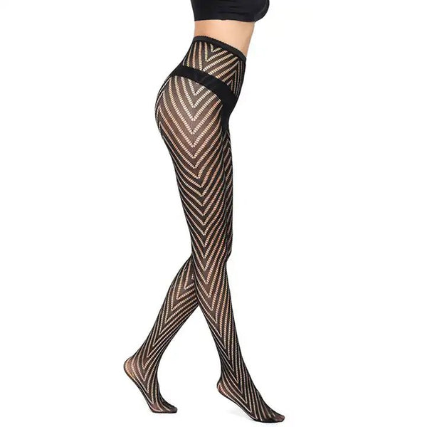 Black Herringbone Lace Fishnet Leggings